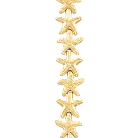 Gold Metal Starfish Beads, 14mm by Bead Landing™